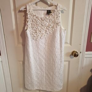 Taylor White Floral Applique Dress